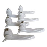 6 white porcelain knife holders