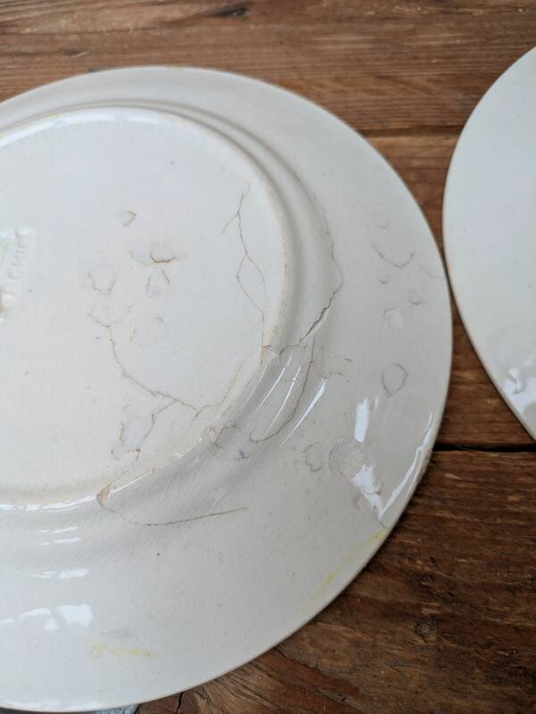 Set of 8 small fruit slip plates Orchies Moulin des Loups