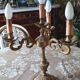 Vintage electric candelabrum with 4 lights in patinated bronze or brass.