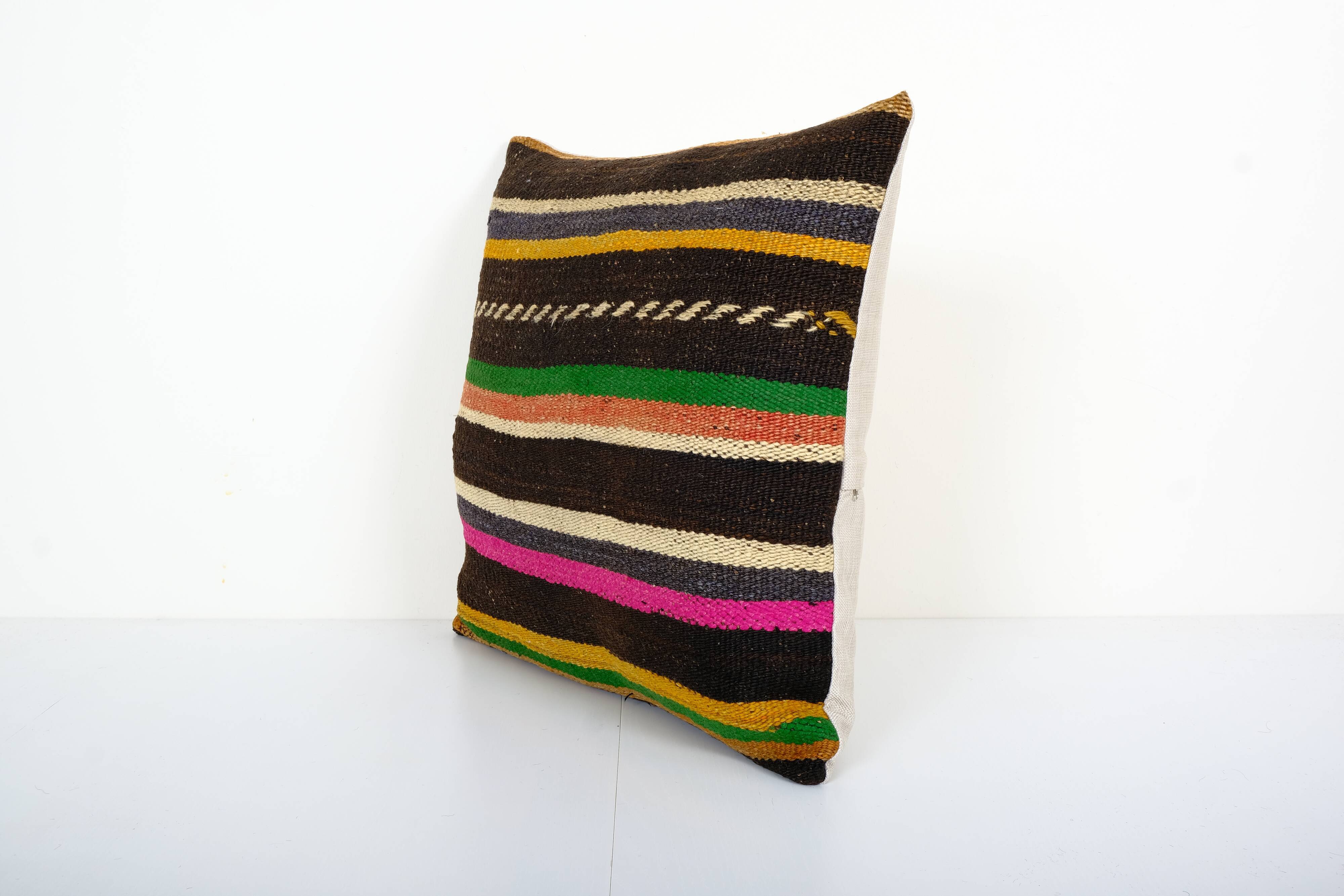 20" x 22" striped design turkish anatolian kilim square pillow cover decorative pillow home