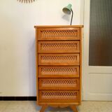Dresser in rattan feet vintage compass 50s