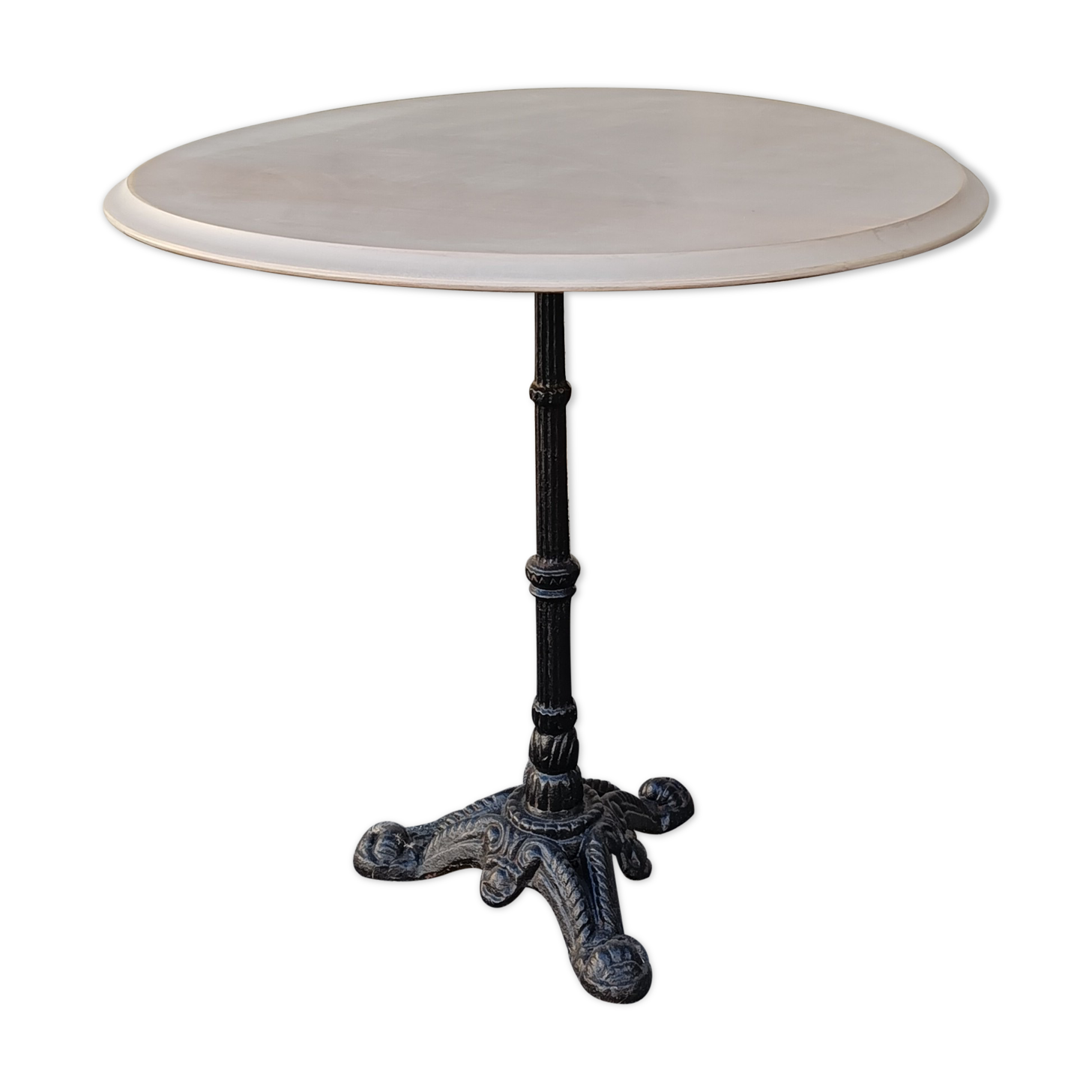 Round wooden bistro table