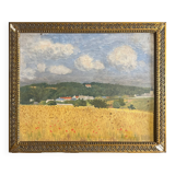 Tableau HSP "Landscape with Wheat and Poppies" post-impressionist 1900