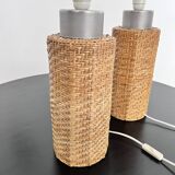 Pair of large Scandinavian rattan lamps from the 80s
