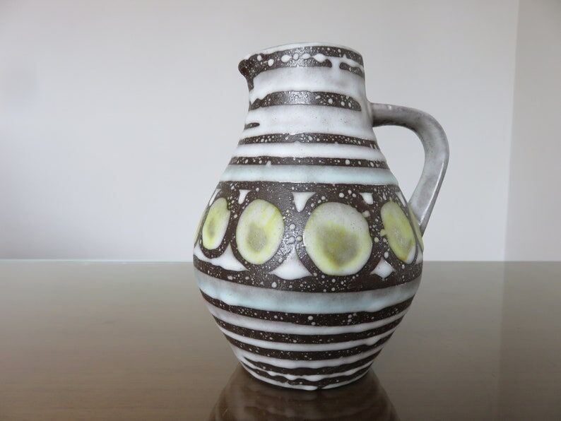 Green and grey ceramic pitcher 60s