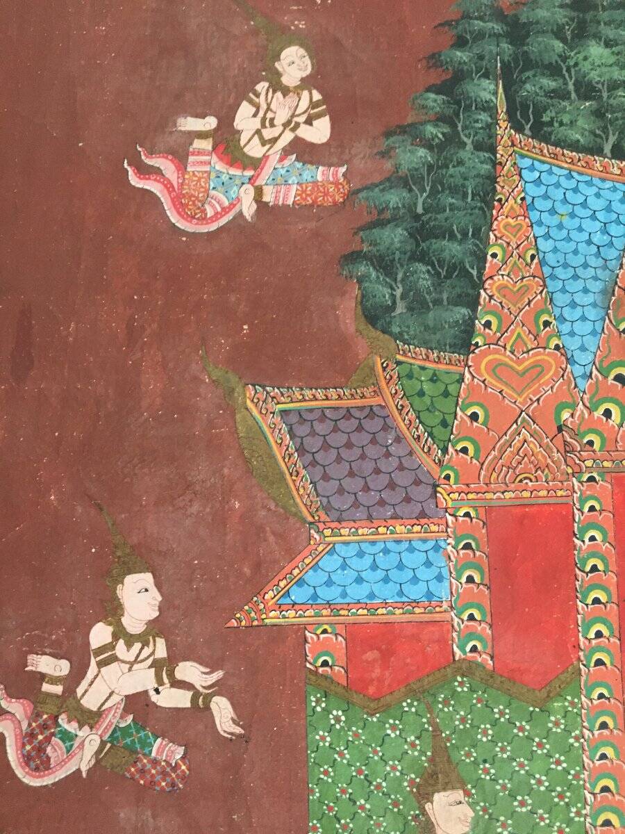 Large Painting on Canvas, Thailand, Rattanakosin School (1851-1910)