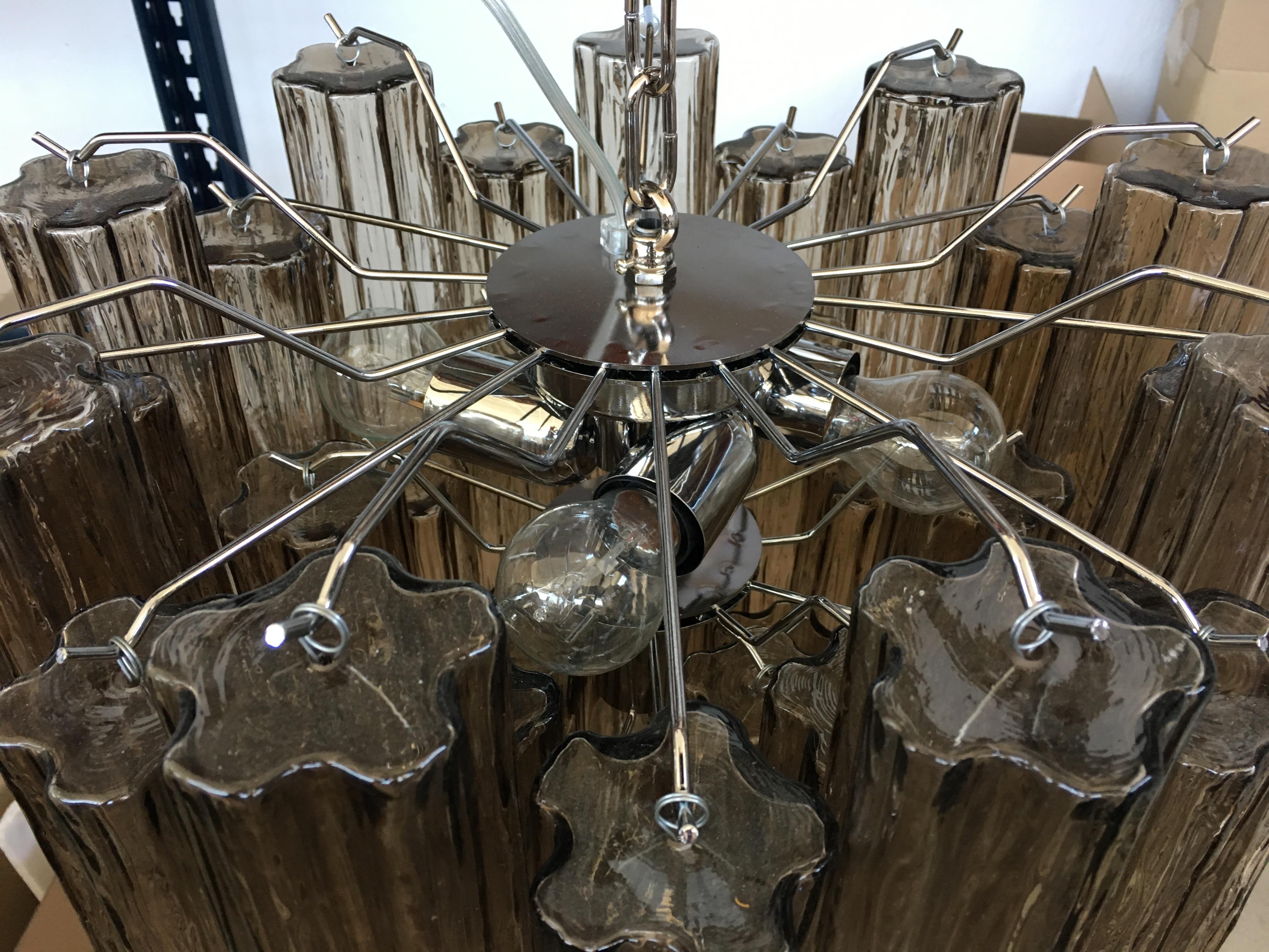 Chandelier in Murano glass "Tronchi" with chrome metal