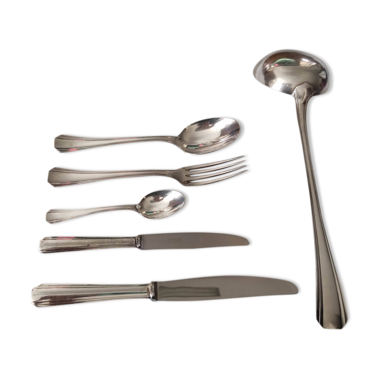 Box 2 drawers household 57 pieces christofle silver metal model "boreal"