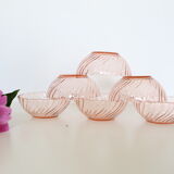Rosaline pink glass bowls, arcoroc, lot of 6, vintage french, vintage
