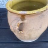 Antique glazed terracotta grease pot