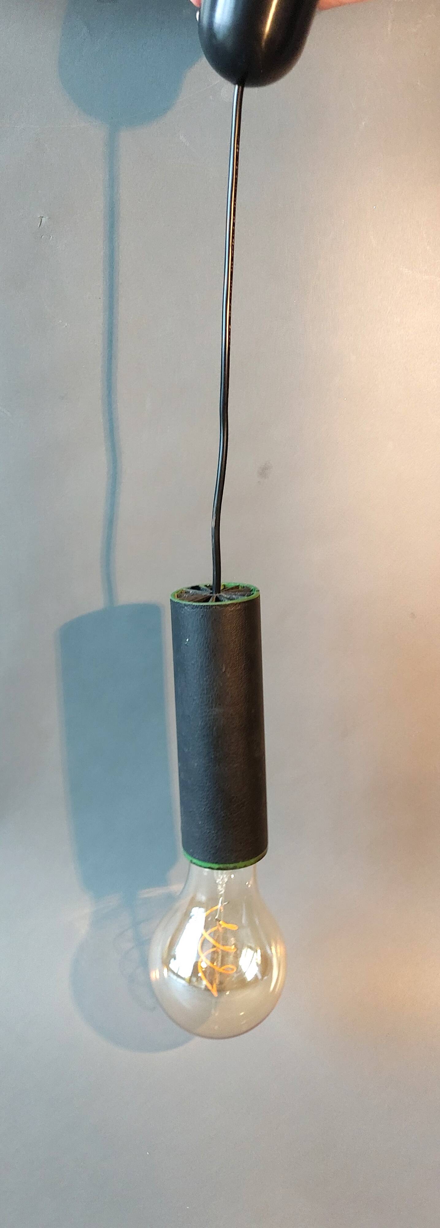 1950 pendant light in metal covered in vintage skaï.