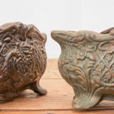 Set of Two Antique Cast Iron Flower Pots