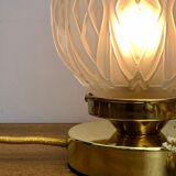 Vintage art deco globe table lamp in frosted glass