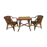 Ensemble table et fauteuils salon en rotin enfants