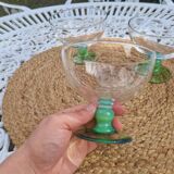 Set de 3 coupes à glace vintage Arc France à pied vert