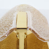 Pair of large amber glass and brass wall lamps by Sische