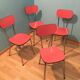 Series of 4 vintage chairs in red Formica year 1960