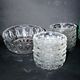 Vintage dessert set - salad bowl and 12 cups in retro pressed-molded glass 1950