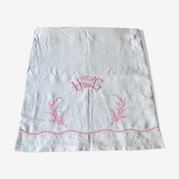 Old linen sheet embroidered