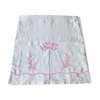 Old linen sheet embroidered