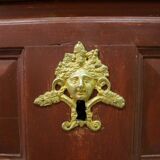 Painted Louis XIV commode with faux marble top.