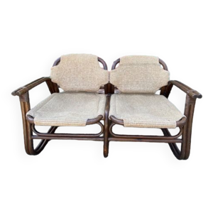 Canapé vintage 2 places en bambou