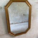 Octagonal Wall Mirror with Vintage Molded Gilded Wood Frame