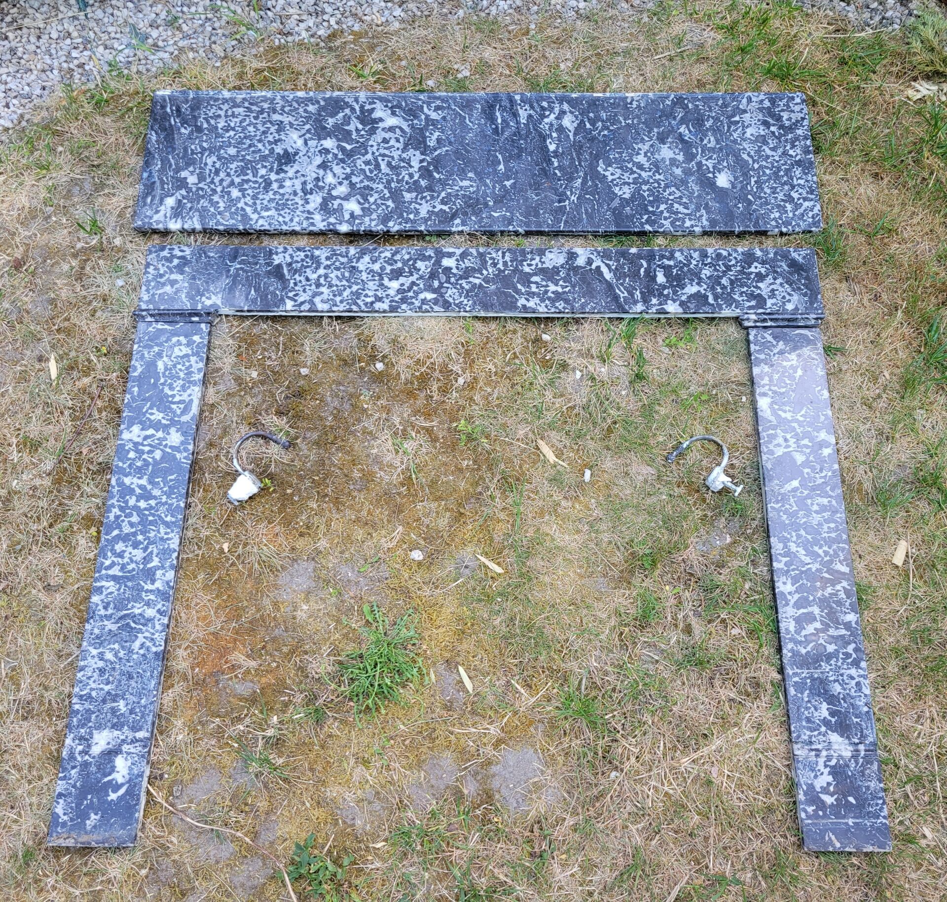 Grey marble fireplace