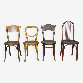 set de 4 chaises bistrot 1910/1930 bois-courbé ,thonet, fischel  etc