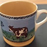 Stoneware mug, Cows decor.