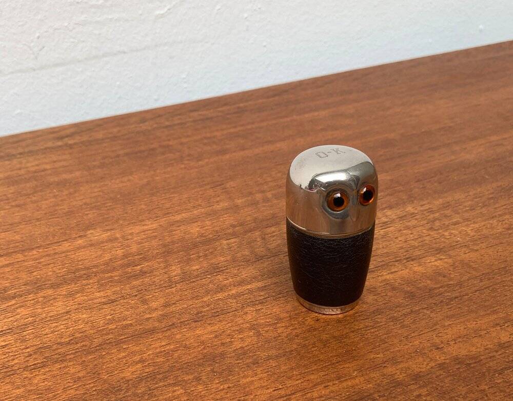 Set of 5 metal shot glasses in German owl style from the mid-century, 1960s.