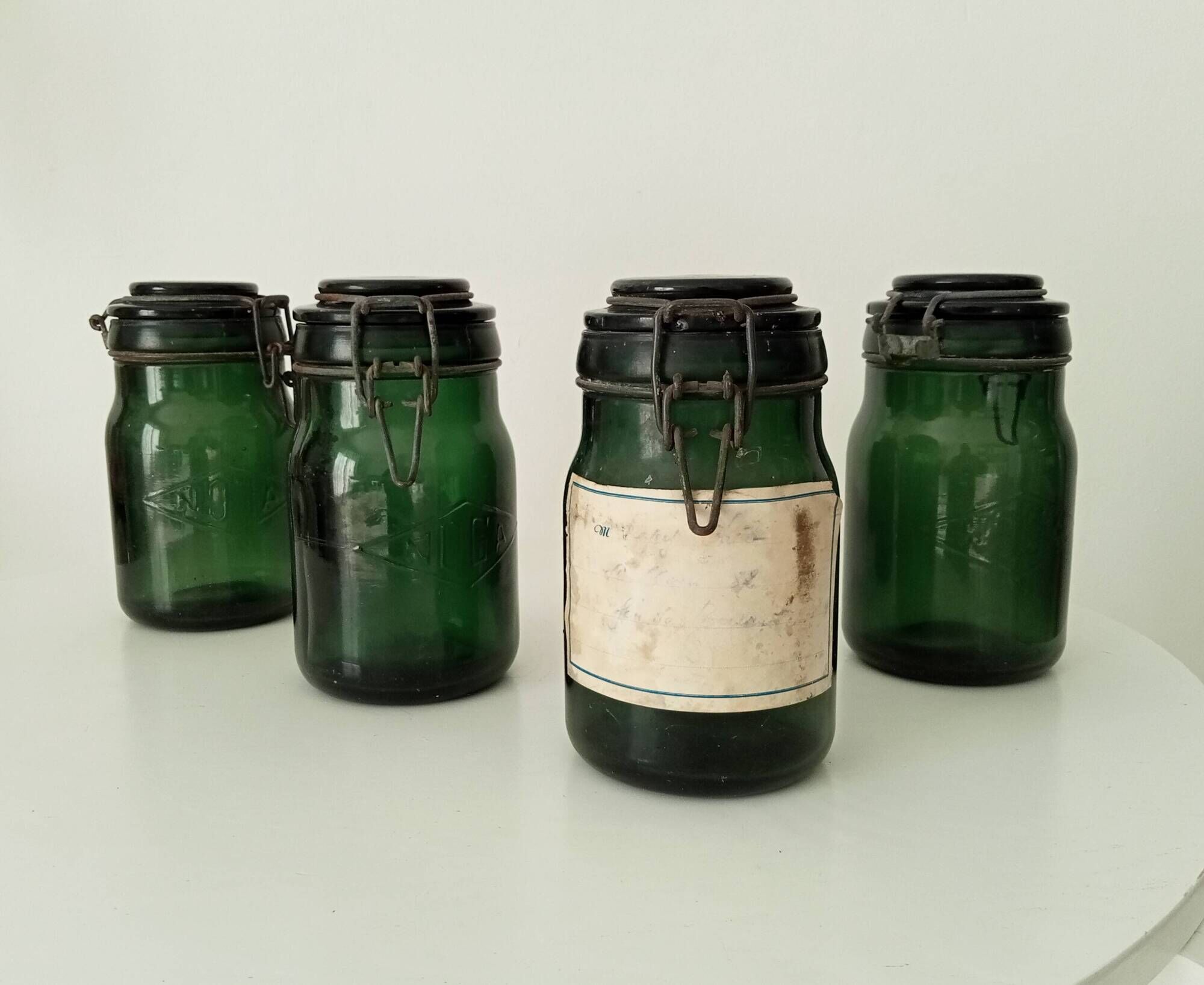 Set of 4 old Noga jars from the 30s/40s