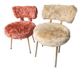 Paire de 2 chaise moumoute vintage