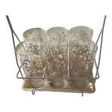 Set of 6 glasses with tray