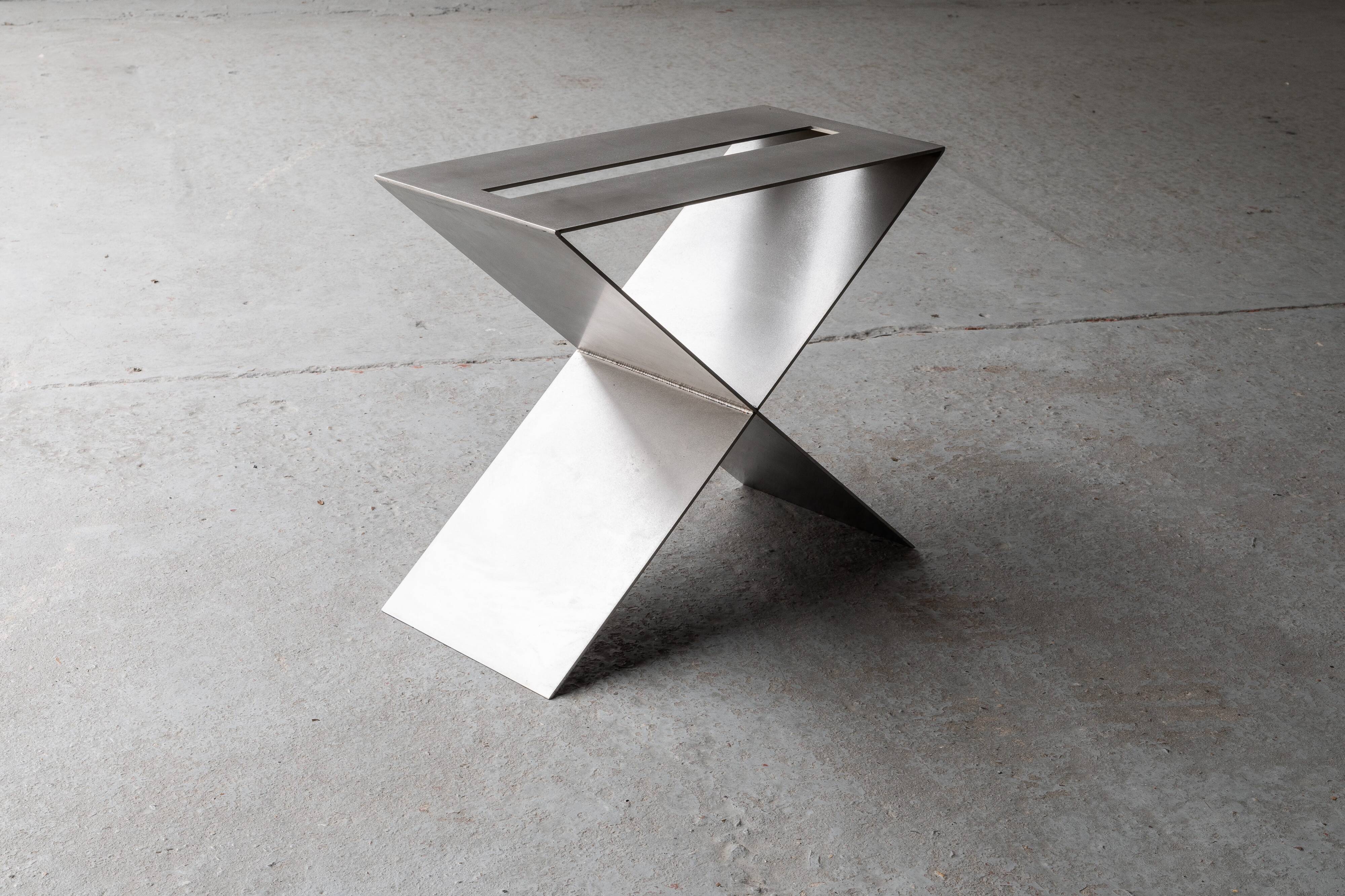 Contemporary stainless steel side table by Lena Coupez, Belgium, 2024
