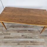 Rectangular coffee table in beech and oak from the 70s