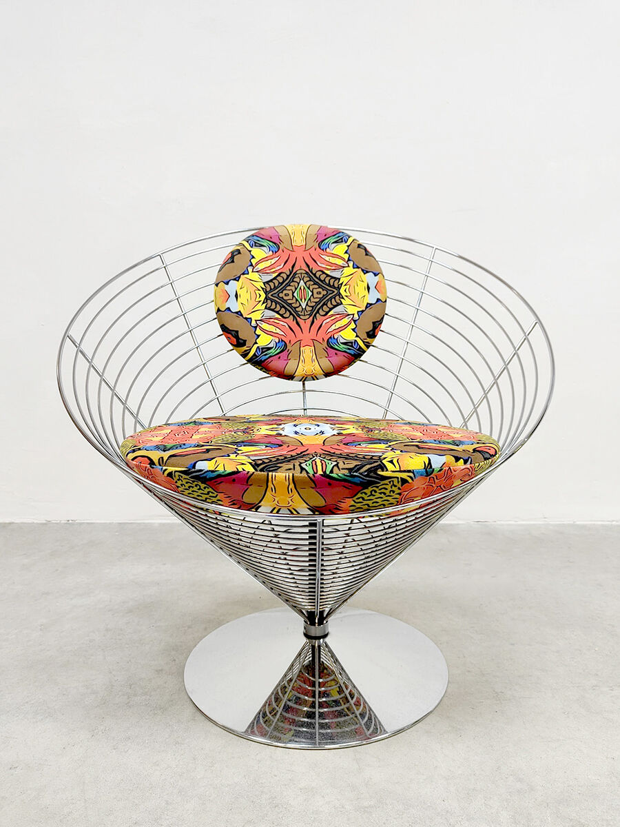 Vintage wire cone easy chair Fritz Hansen Verner Panton