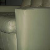 MId century pistachio green leather lounge chair after Florence Knoll, 1950s