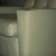 MId century pistachio green leather lounge chair after Florence Knoll, 1950s