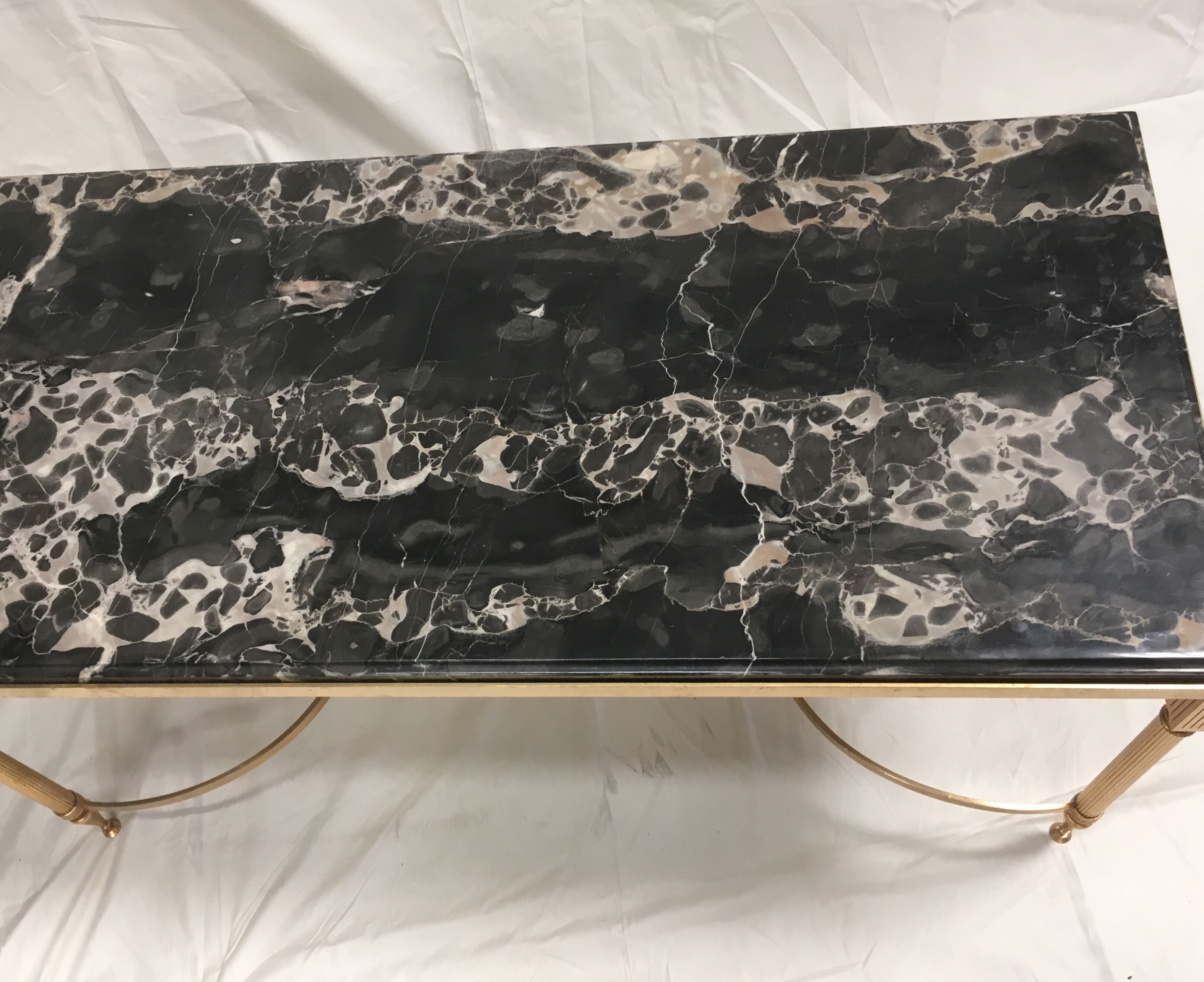 Brass coffee table and marble neoclassical