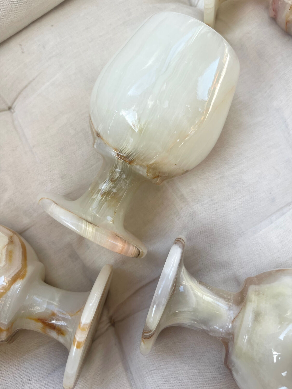 4 onyx wine glasses 1970
