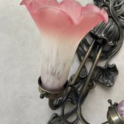 Apply 2 pink tulip Art Nouveau wall lights.