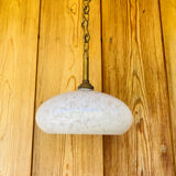 Suspension Art déco en verre de Clichy blanc