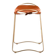 Contemporary kitchen bar stool in aged brass metal and tan leather.
