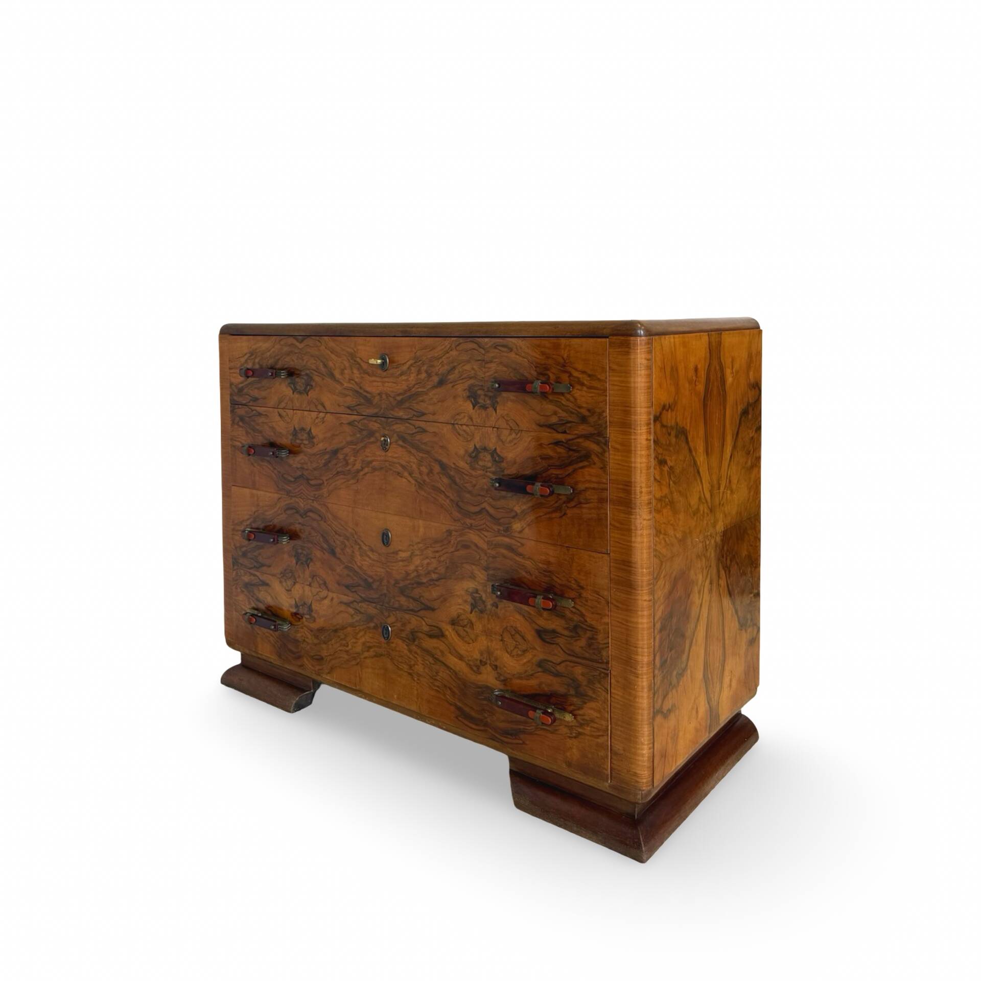 Walnut burl commode, Italian Art Deco, 1940s.