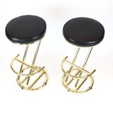 Pair of high brass stools