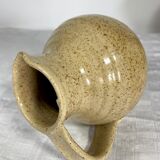 Turned and glazed stoneware wine pitcher