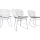 Vintage white wire chair in Bertoia style