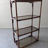 Bamboo and smoked glass shelf from the 60s and 70s