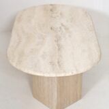 Oval travertine coffee table